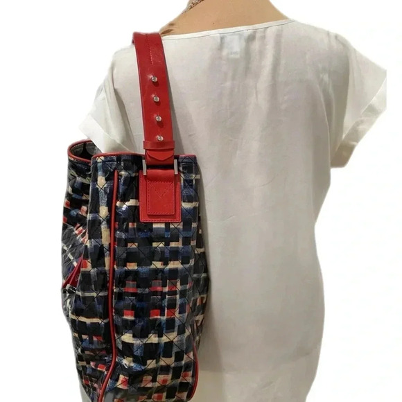 NWT $495 VERA BRADLEY Fenwick Hobo Glossy Blocks Genuine Leather Trim Tote Bag - Picture 5 of 10